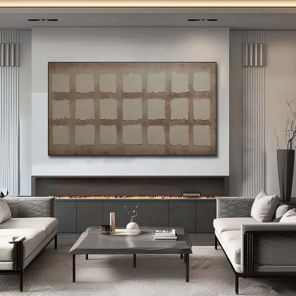Neutral Tone Grid Texture Oil Painting