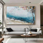 Abstract Coastal Autumn Tree Oil Painting