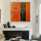Abstract Golden Bud Orange Geometric Painting