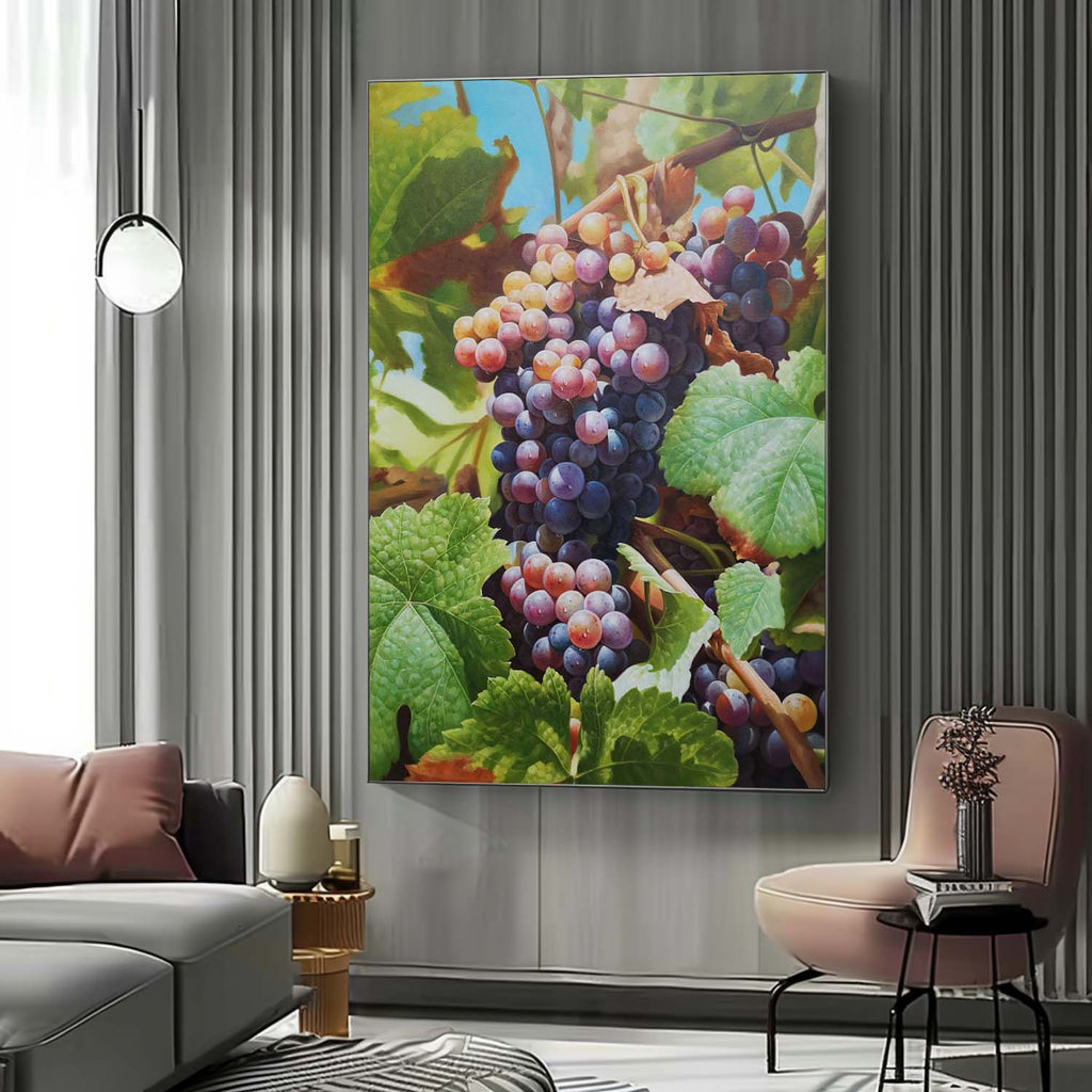 Vibrant Vineyard Grape Cluster Oil Painting