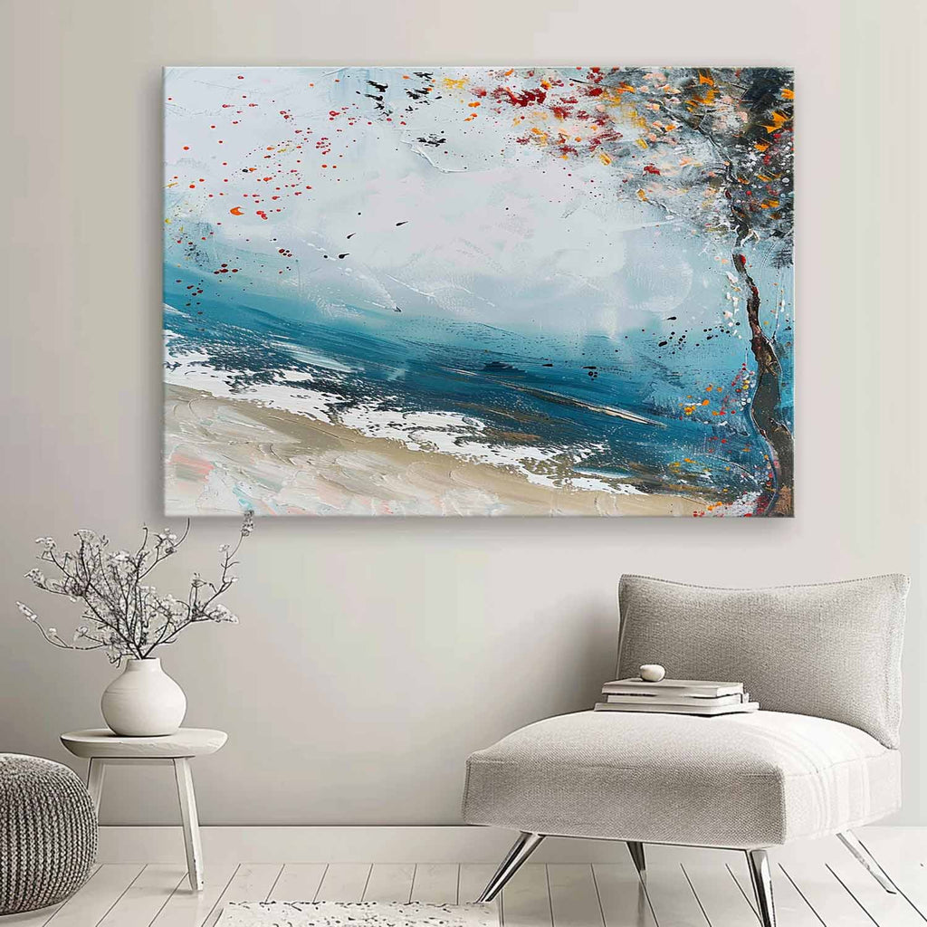 Abstract Coastal Autumn Tree Oil Painting