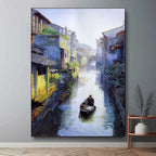 Morning Mist Jiangnan Water Town Oil Painting