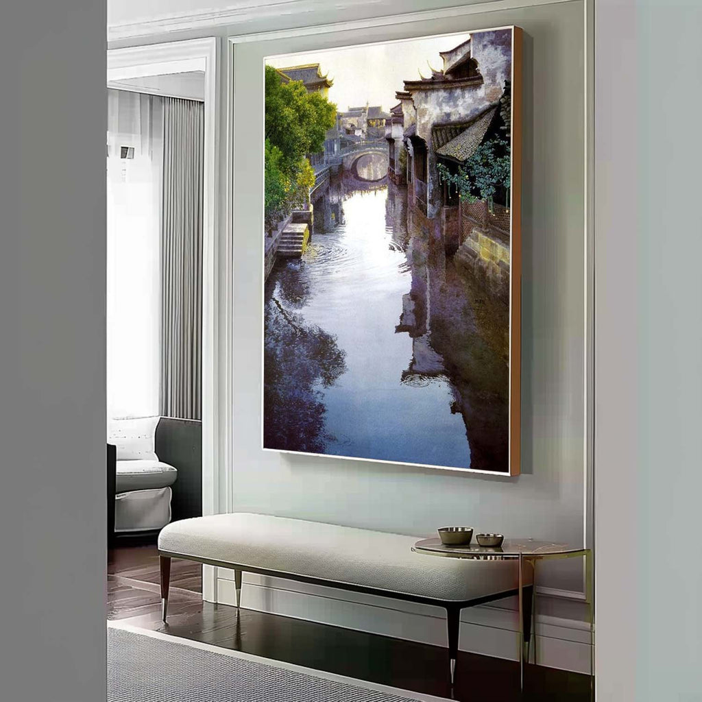 Hyperrealism Water Town of Jiangnan Oil Painting