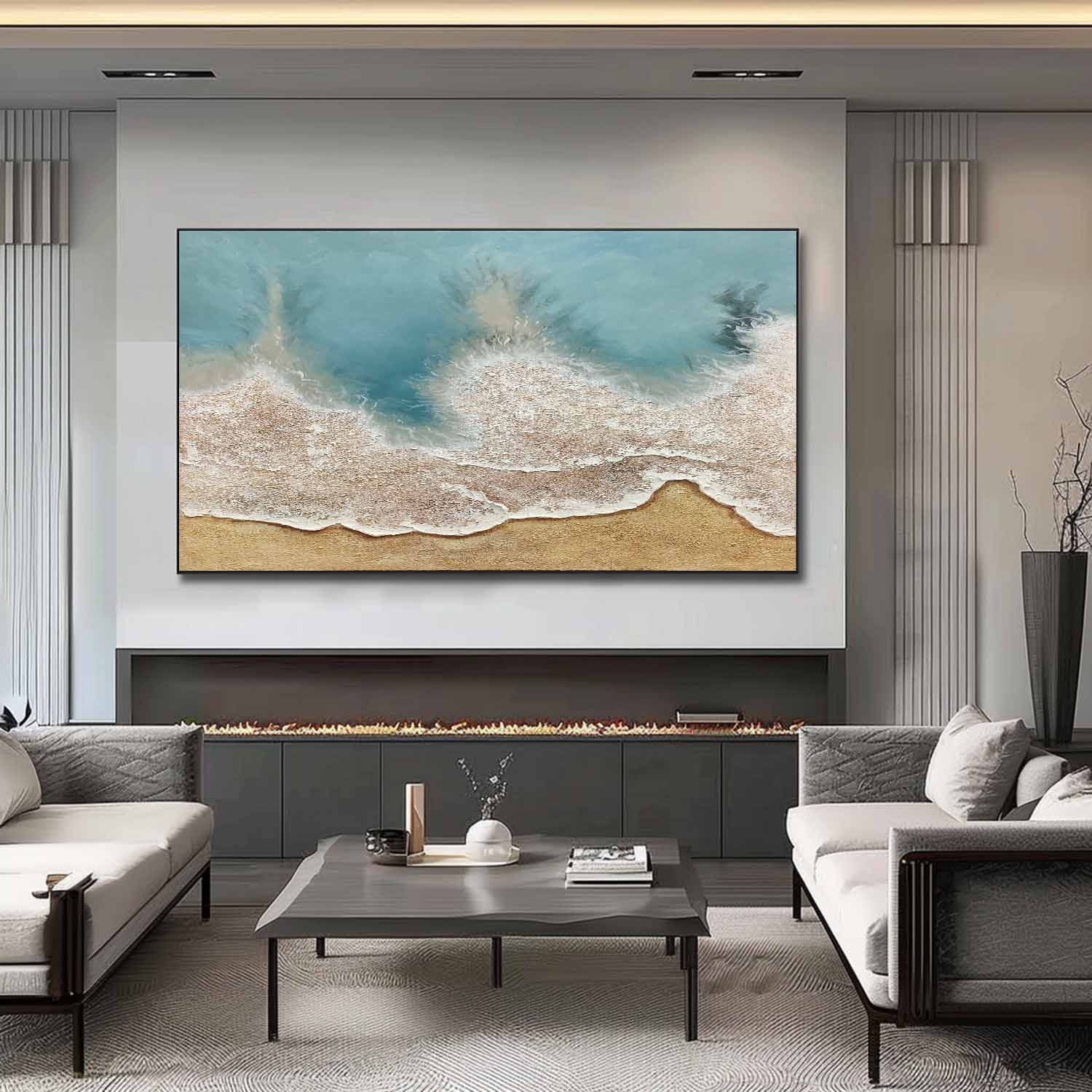 Textured Coastal Wave Painting
