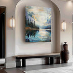 Lakeside Forest Landscape Impasto Painting