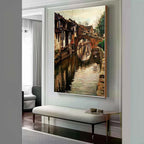 Hyperrealism Rustic Jiangnan Water Town Oil Painting