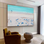 Plaster Art Vibrant Beach Scene Impasto Painting