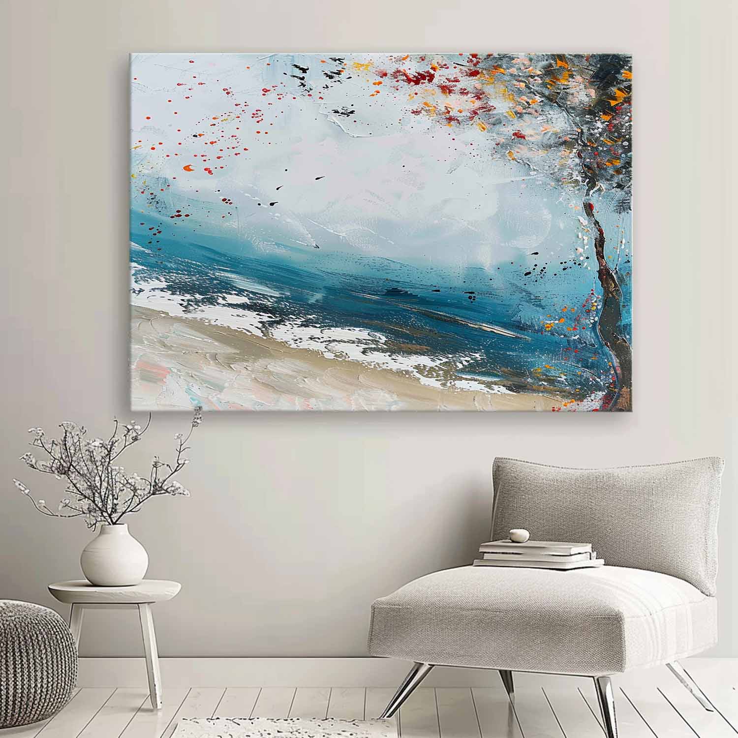 Abstract Coastal Autumn Tree Oil Painting