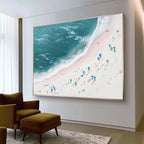 Beach Teal Ocean Wave Oil Painting