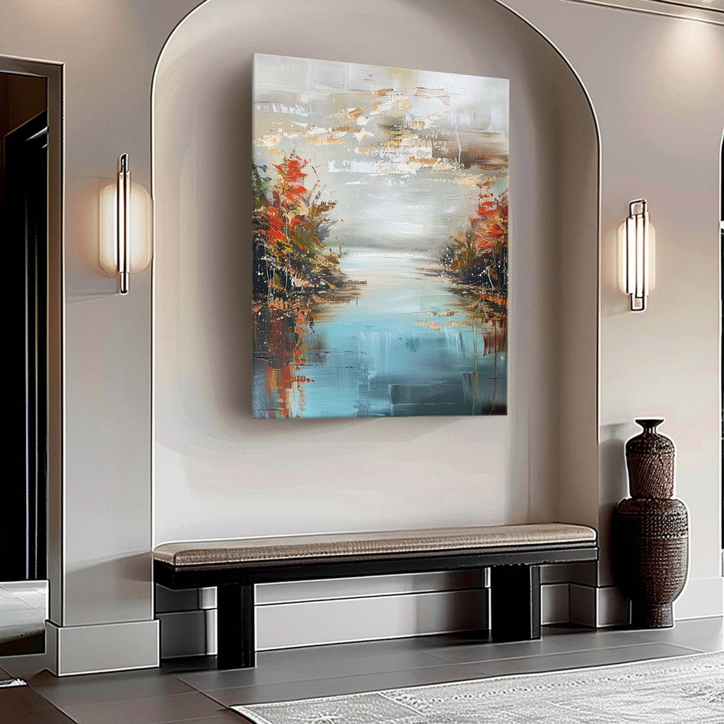 Autumn Lakescape Impasto Landscape Oil Painting