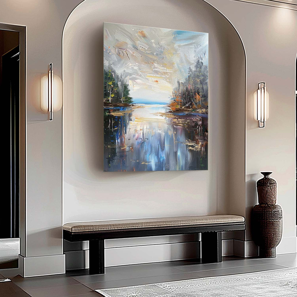 Impasto Lakescape Landscape Oil Painting