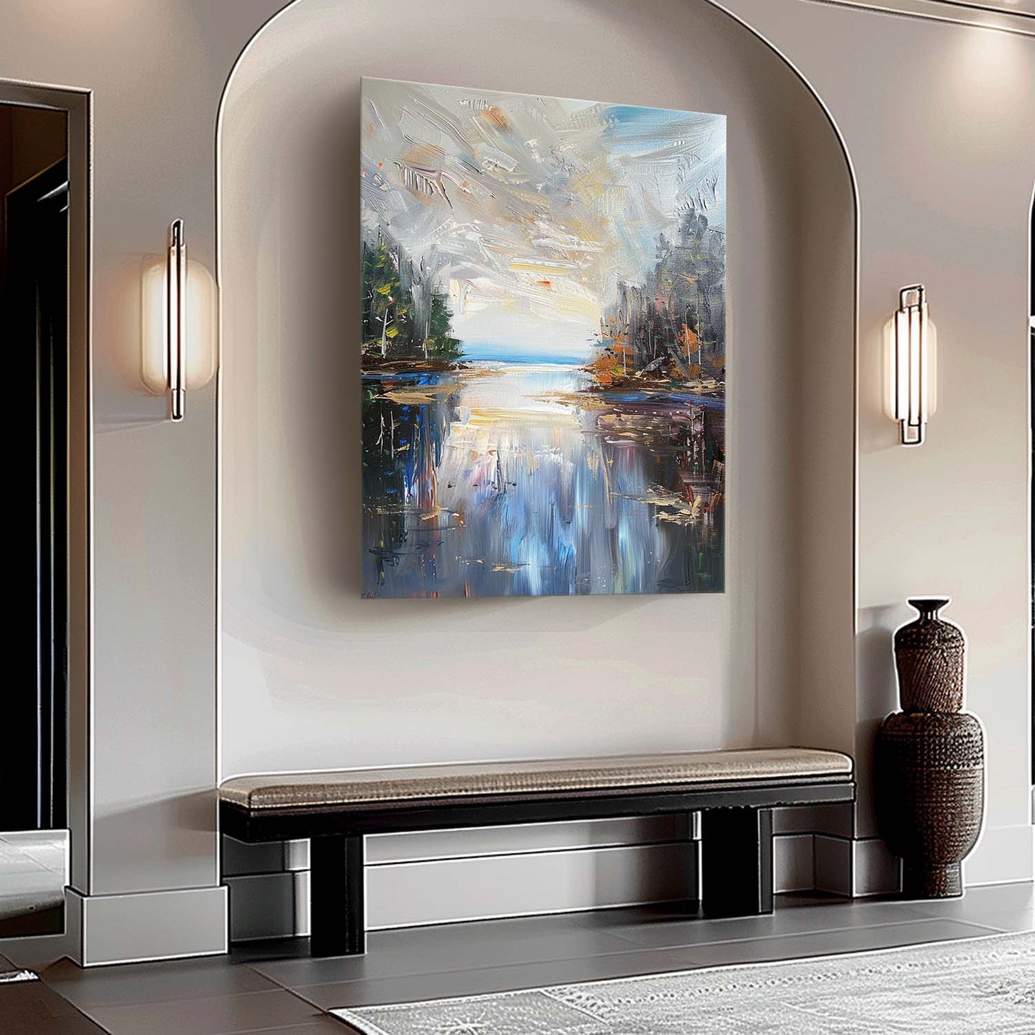 Impasto Lakescape Landscape Oil Painting