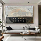 Dual-Tone Textured Half-Circle Oil Painting Geometric