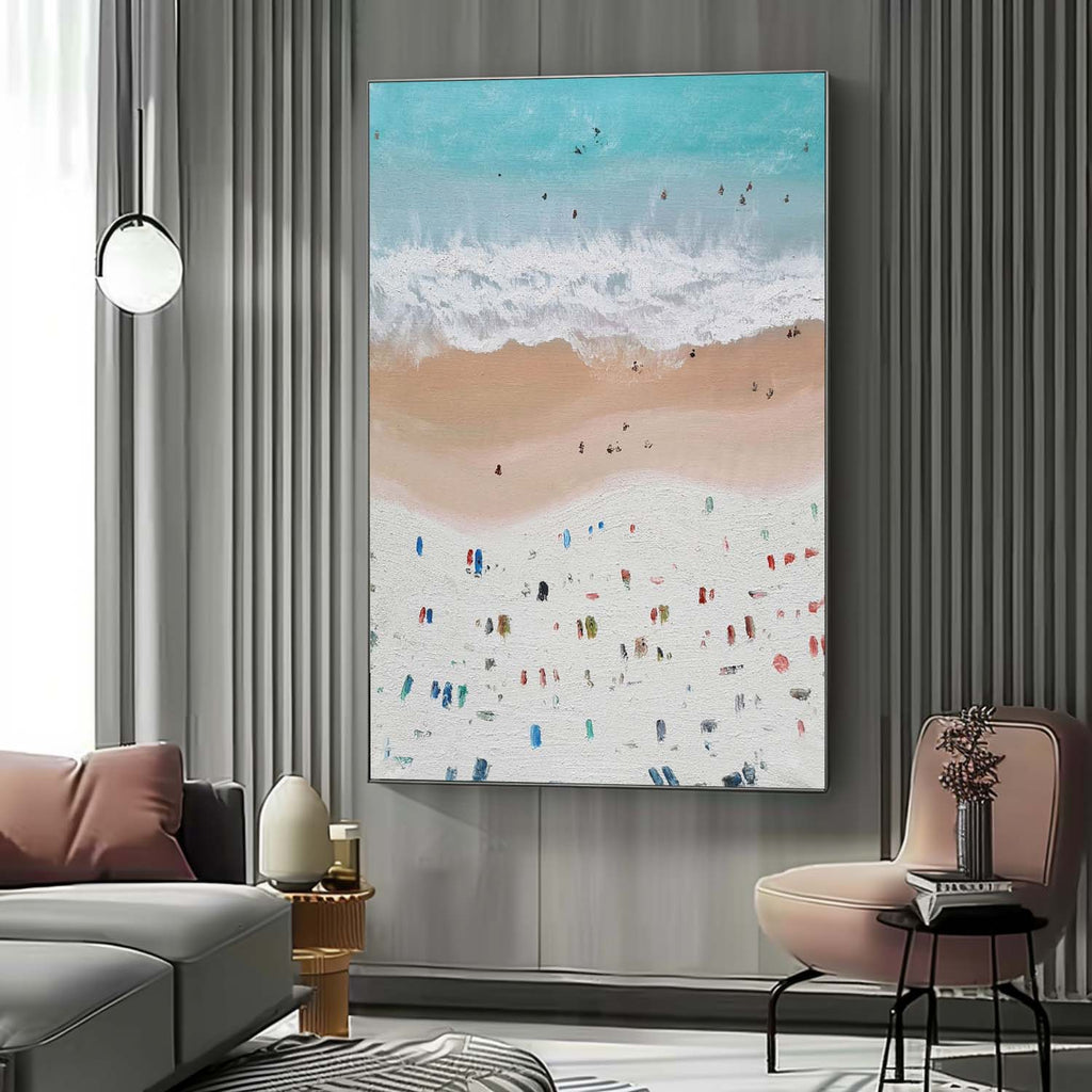Aerial Summer Beach Impasto Painting