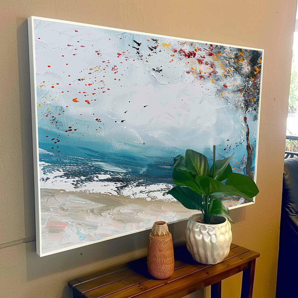 Abstract Coastal Autumn Tree Oil Painting
