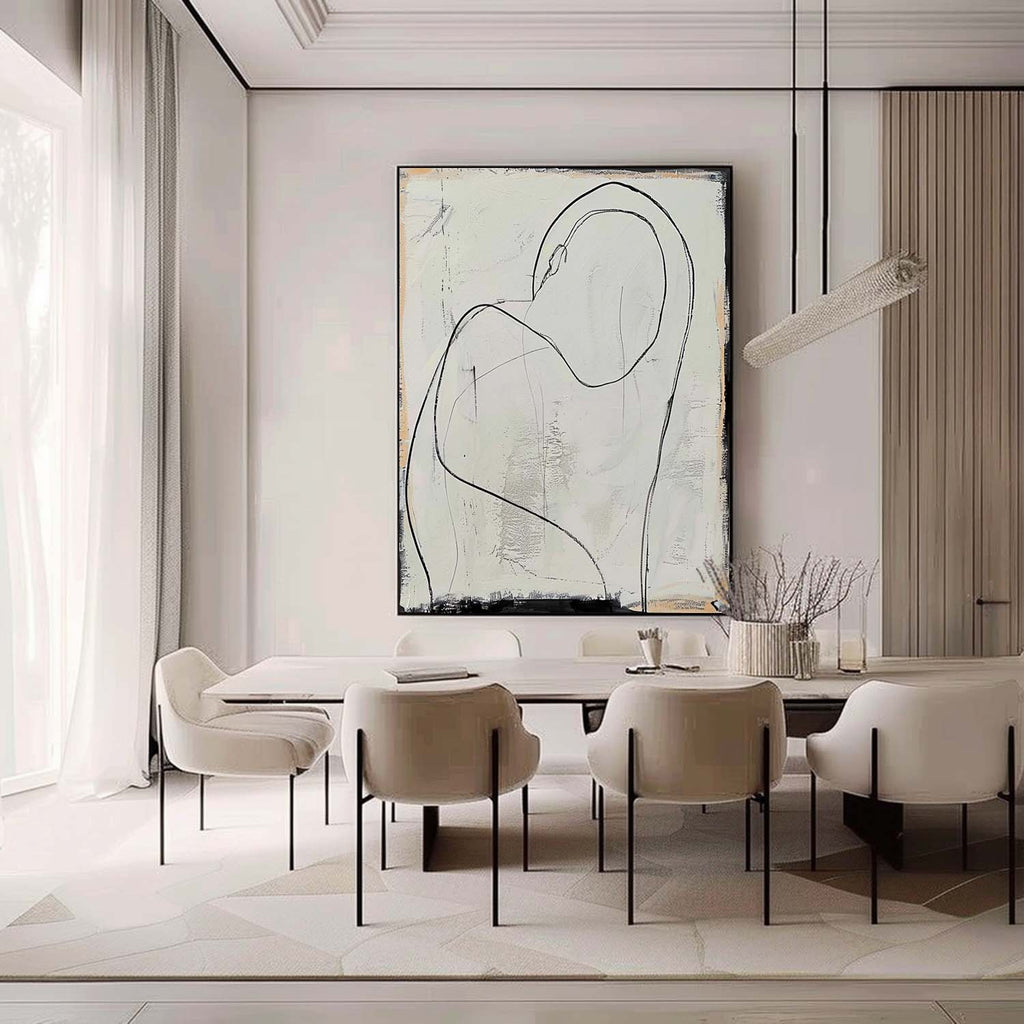 Minimalist Embrace Line Art Painting