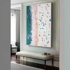 Vertical Aerial Beach Crowd Impasto Painting