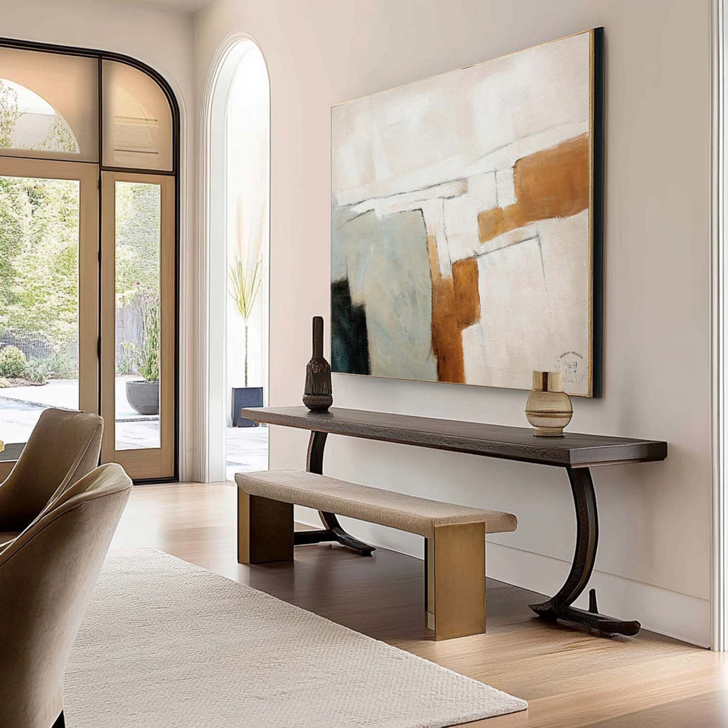 Wabi-Sabi Wall Art Neutral Tone Geometric Painting