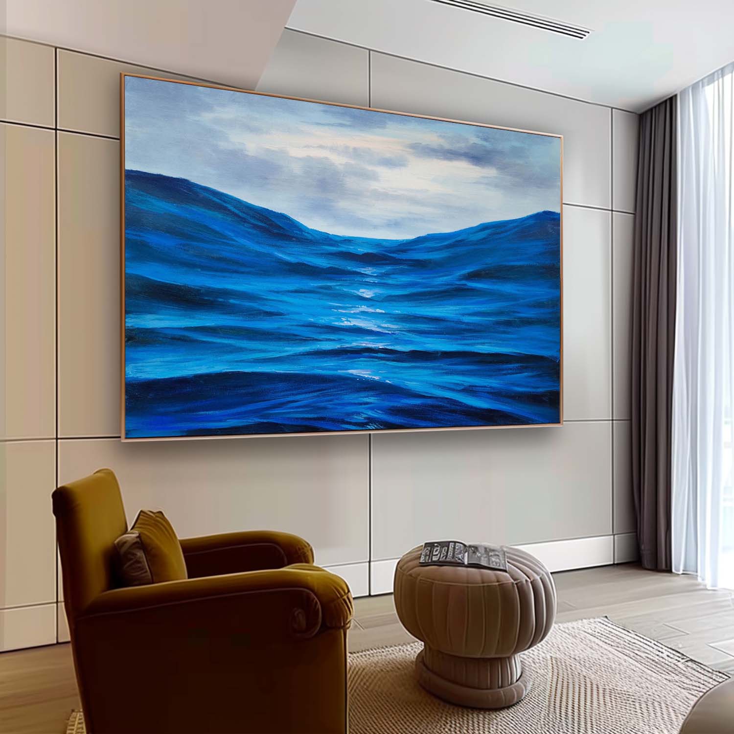 Tactile Blue Ocean Wave Oil Painting Seascapes
