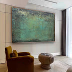 Moody Landscape Painting Teal And Black Atmospheric