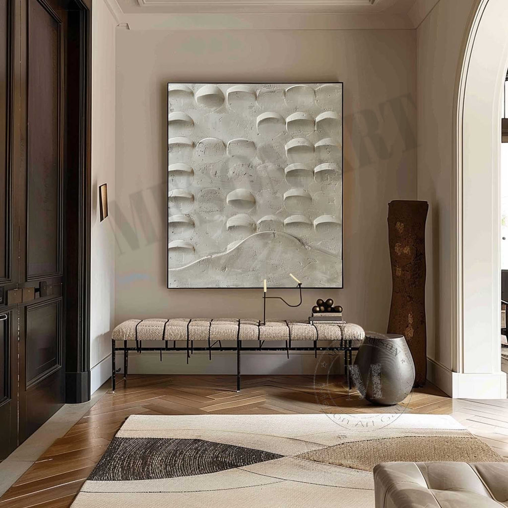 Concrete Texture Semi-Circular Relief Painting