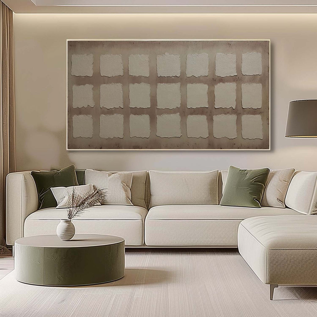 Neutral Tone Grid Texture Oil Painting