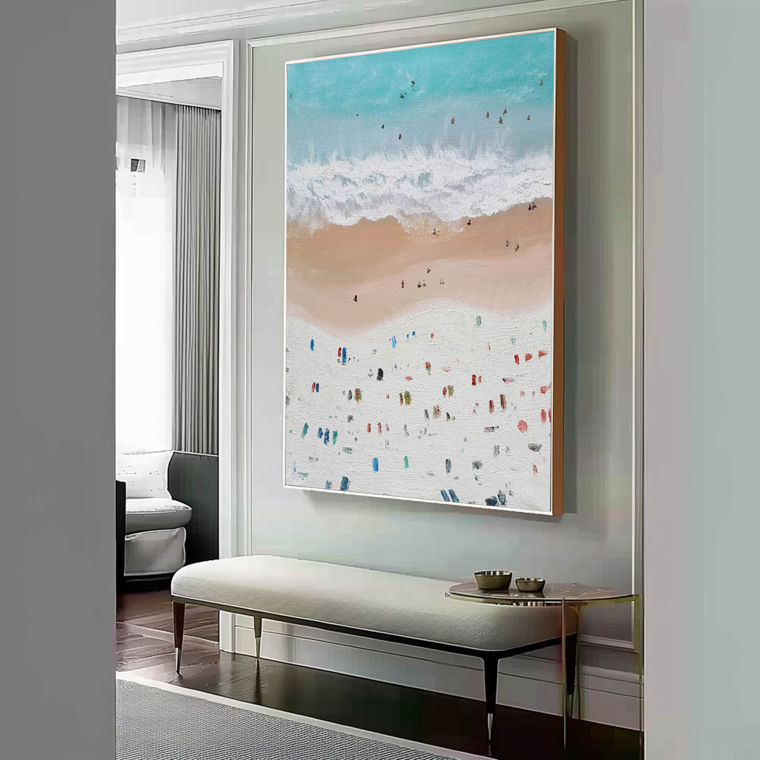 Aerial Summer Beach Impasto Painting