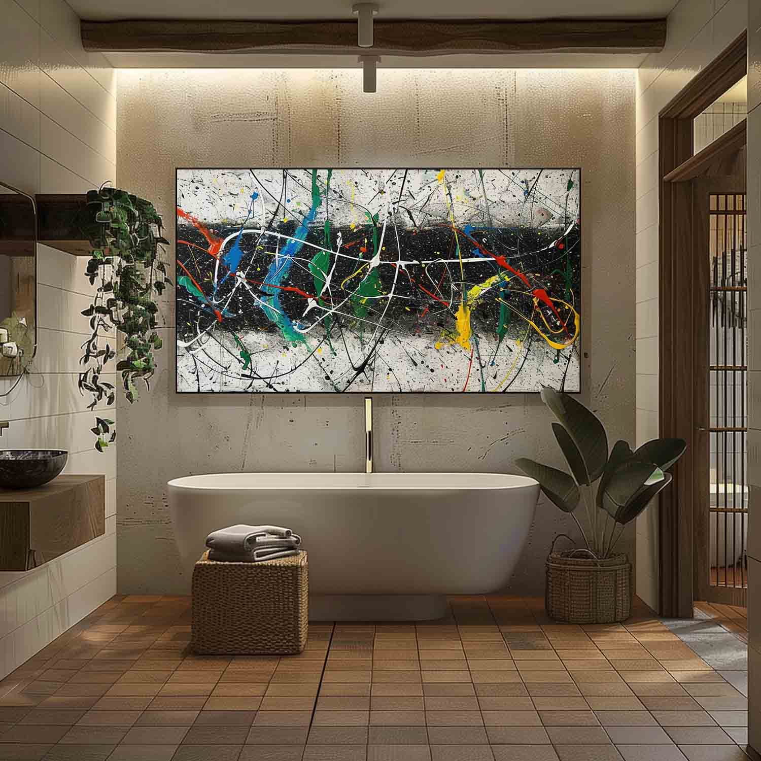 Abstract Expressionist Vibrant Splatter Action Painting