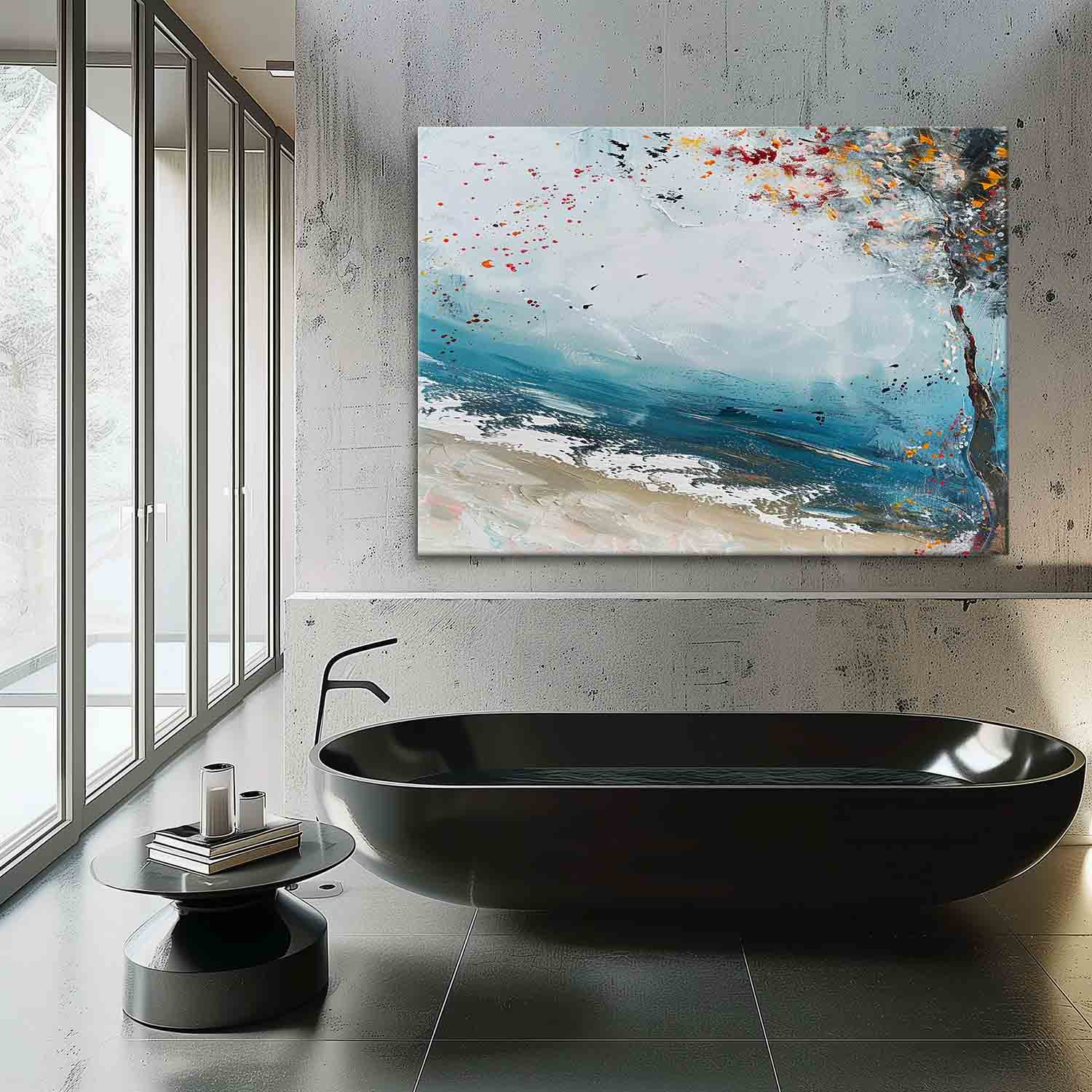 Abstract Coastal Autumn Tree Oil Painting
