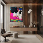 Tactile Bold Abstract Oil Painting Neon Drip