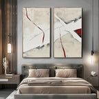 Textured Two-Piece Abstract Oil Painting Red