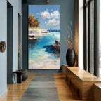 Cliffside Cove Impasto Painting