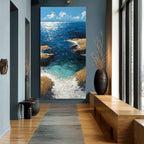 Sunlit Coastal Cove Impasto Painting