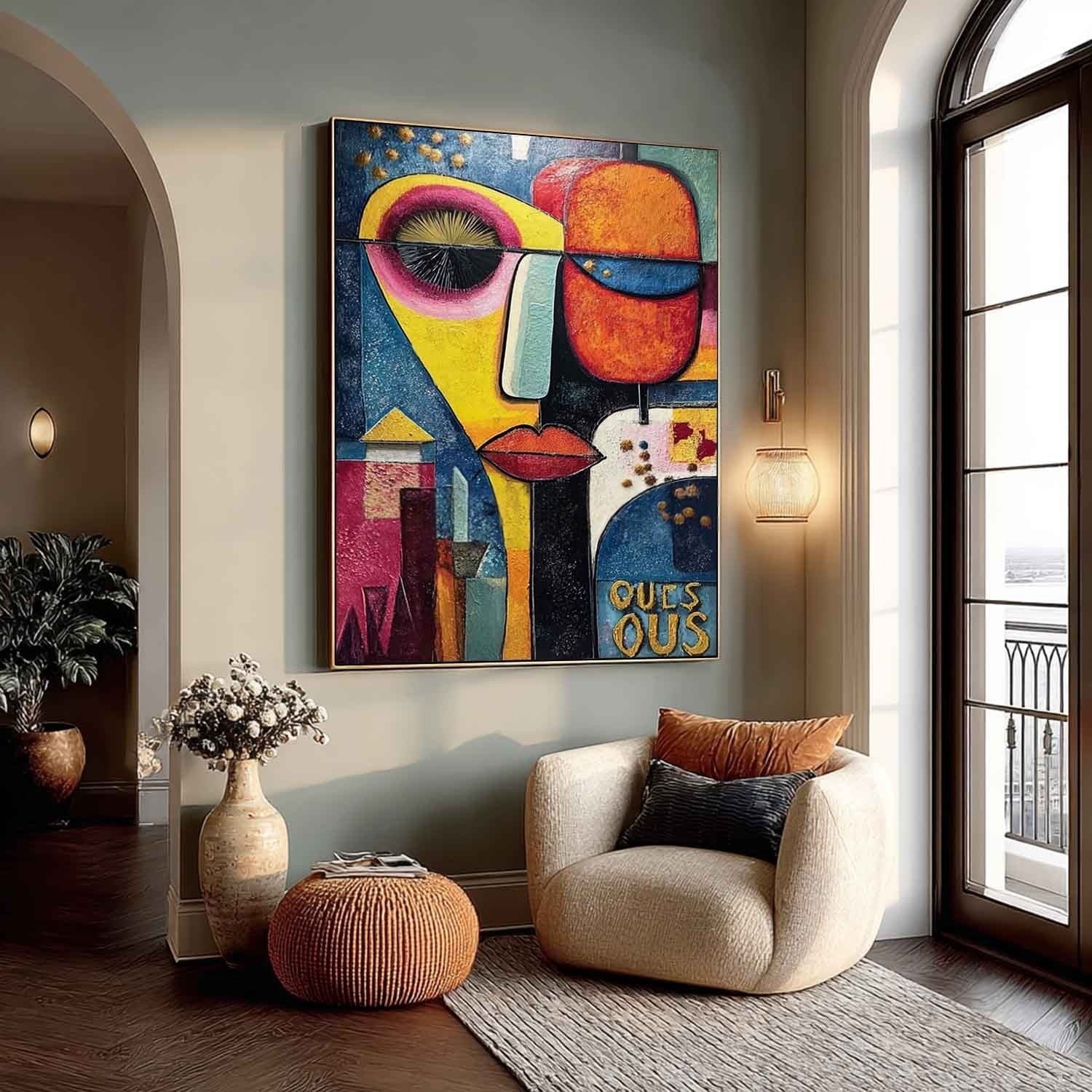 Cubist Abstract Dual Faces Painting