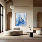 Mediterranean Alley Blue Oil Painting Textured