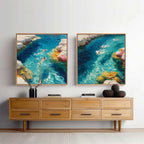 Snorkeling Cove Diptych Impasto Painting