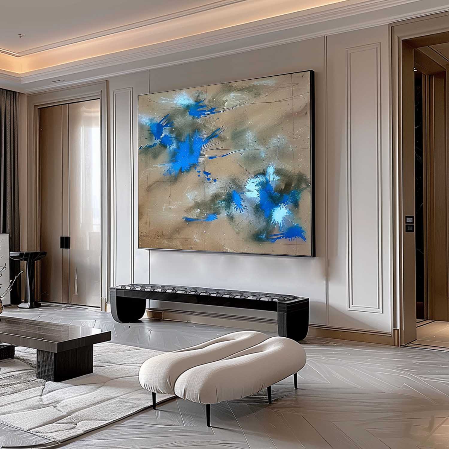 Abstract Expressionist Blue Explosion Painting