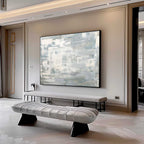 Minimalist Gray White Painting Textured Modern Wall Art