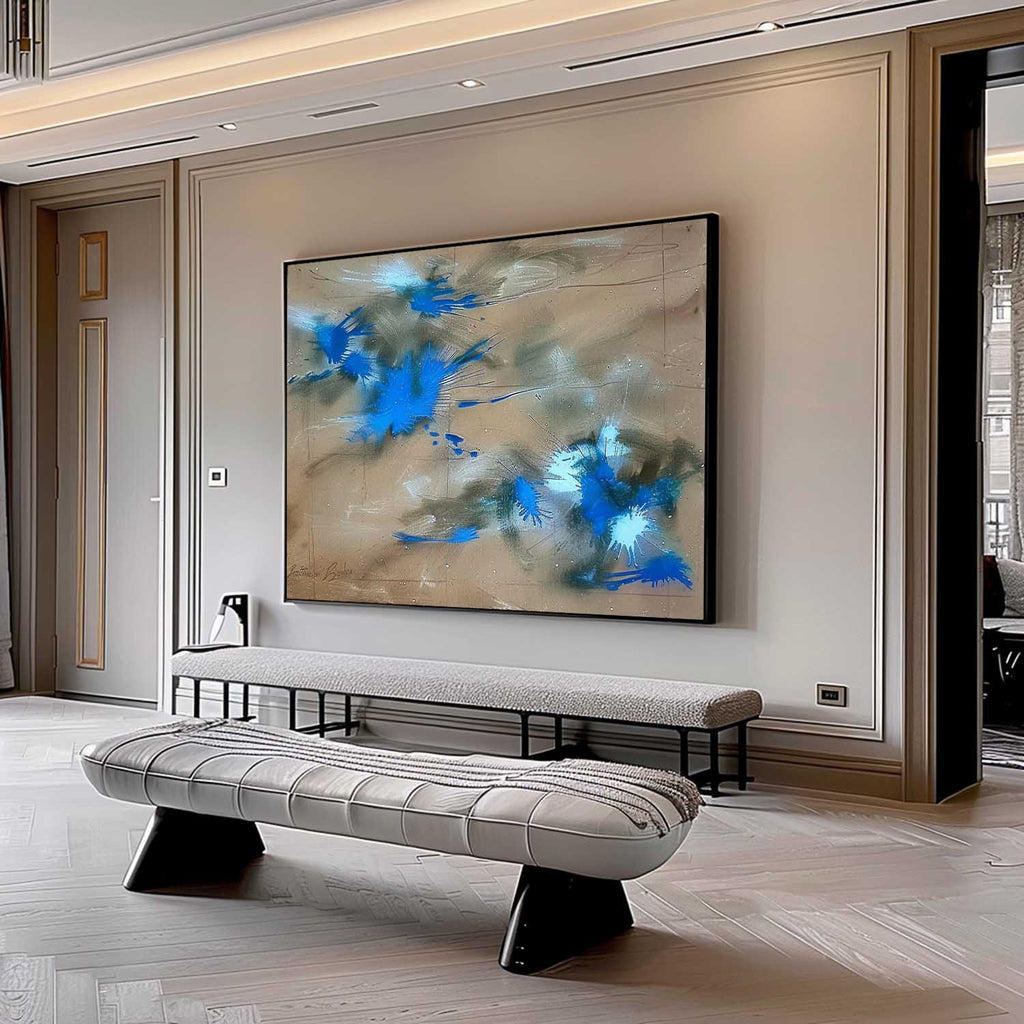 Abstract Expressionist Blue Explosion Painting