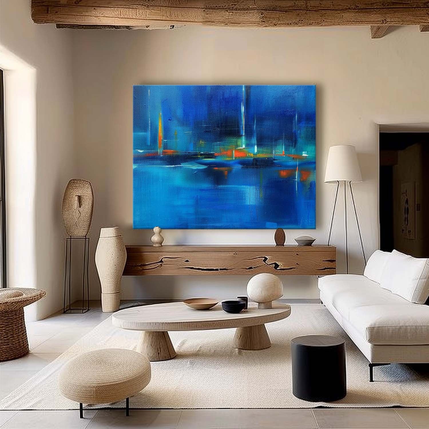 Blue Cityscape Oil Painting