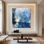 Wall Art Abstract Blue Water Linear Modern