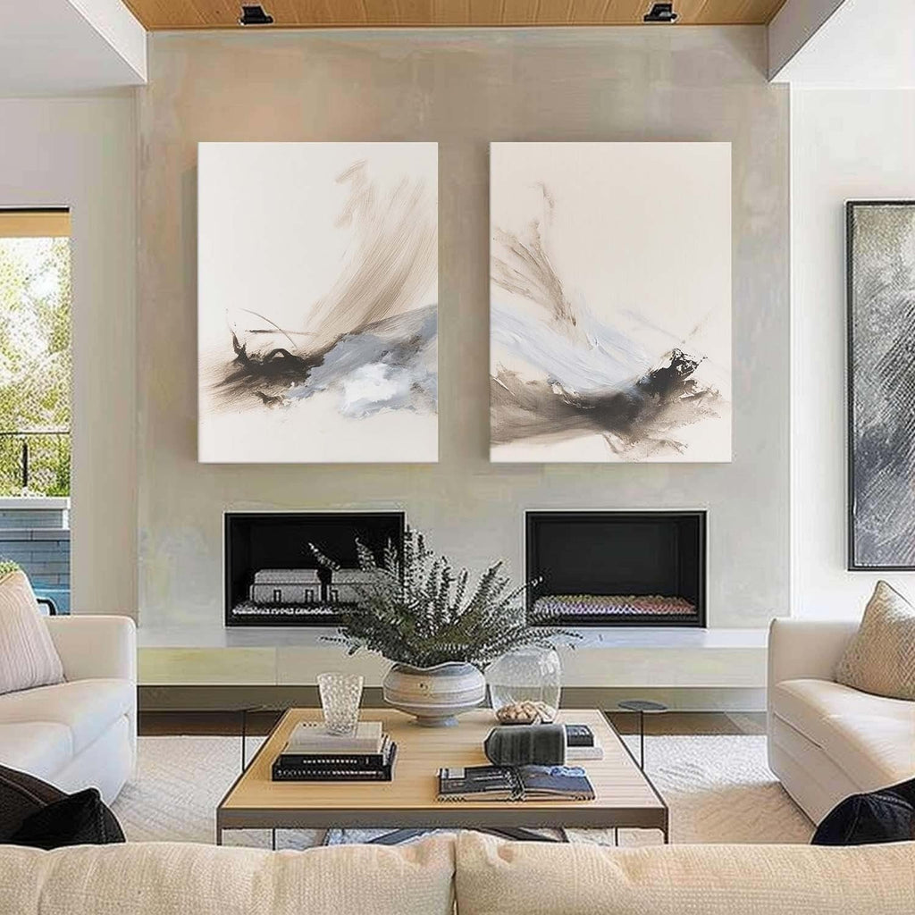 Wabi-Sabi Abstract Diptych Painting