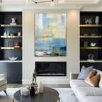 Tactile Soft Blue Oil Painting Neutral Tones Calm Modern
