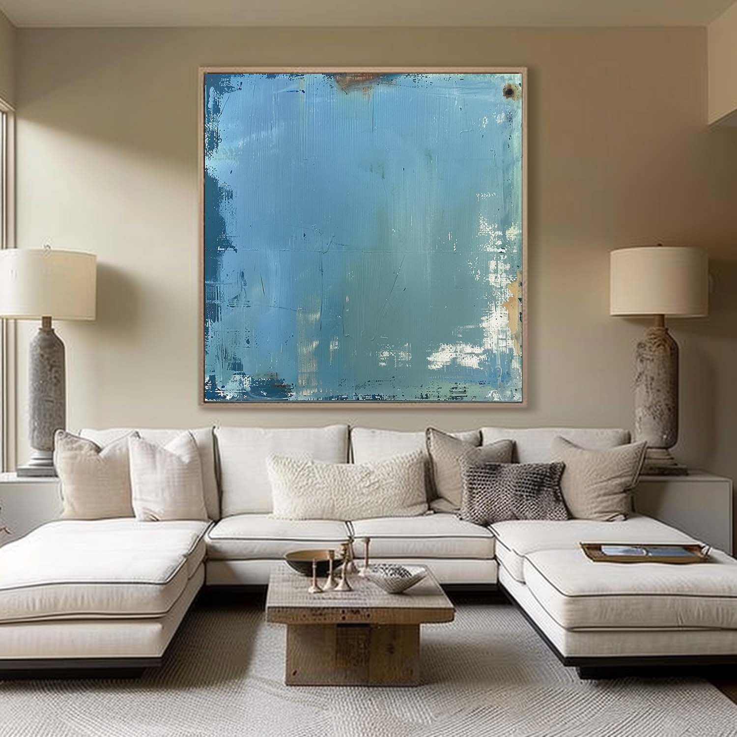 Textured Coastal Blue Abstract Painting