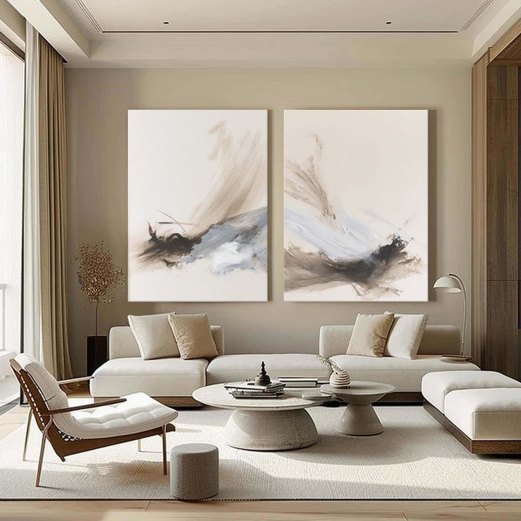 Wabi-Sabi Abstract Diptych Painting