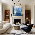 Wall Art Abstract Blue Water Linear Modern