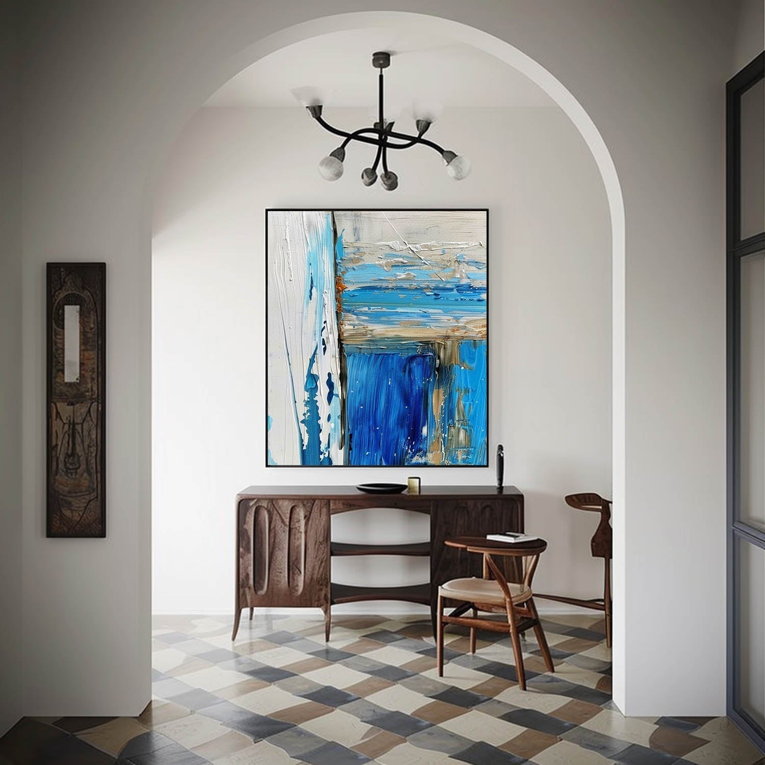 Wall Art Abstract Impasto Blue Dynamic Layer