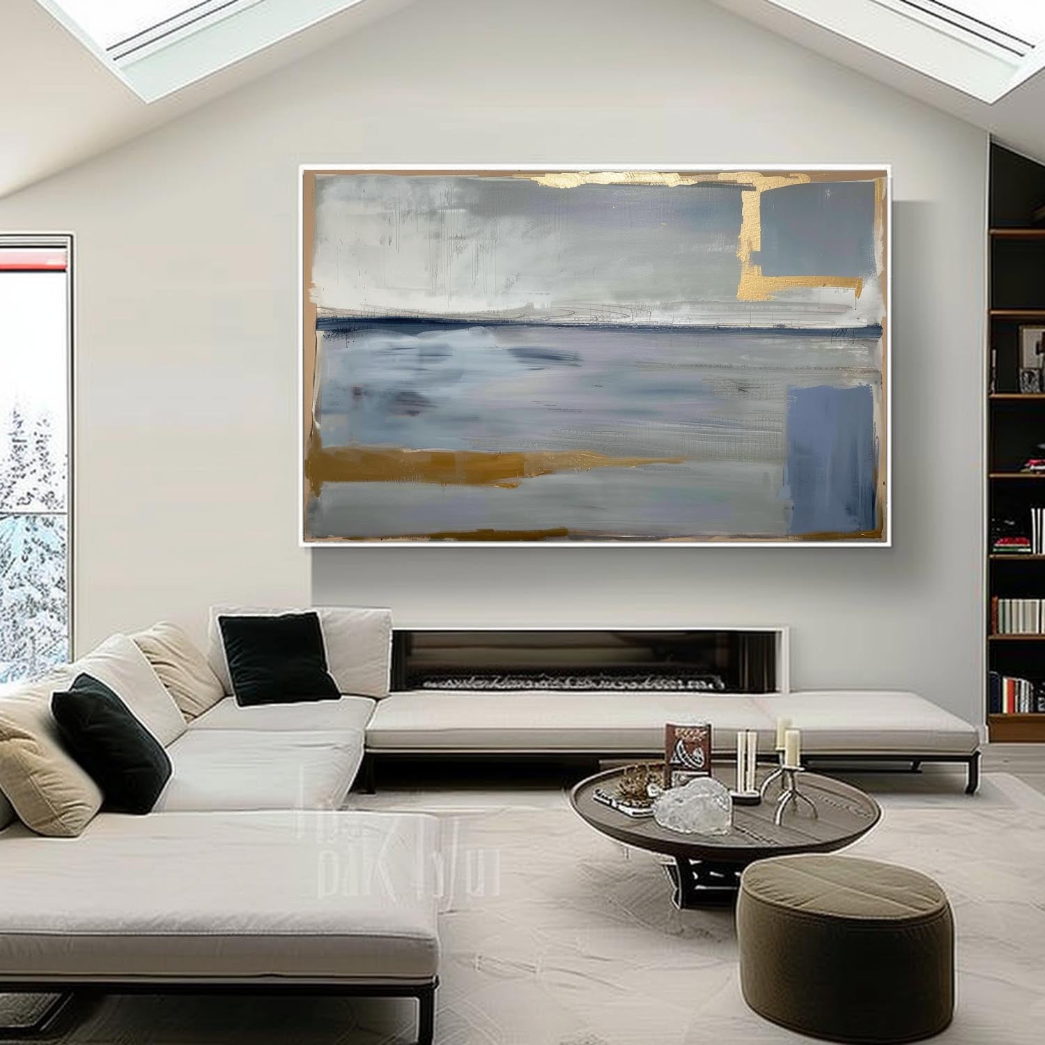 Tactile Neutral Abstract Oil Painting Gold Luxe Modern