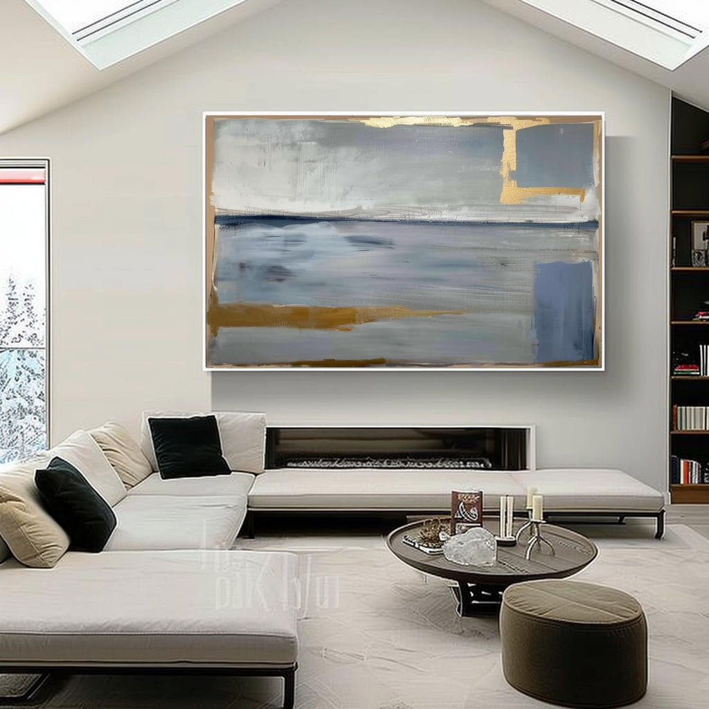 Tactile Neutral Abstract Oil Painting Gold Luxe Modern