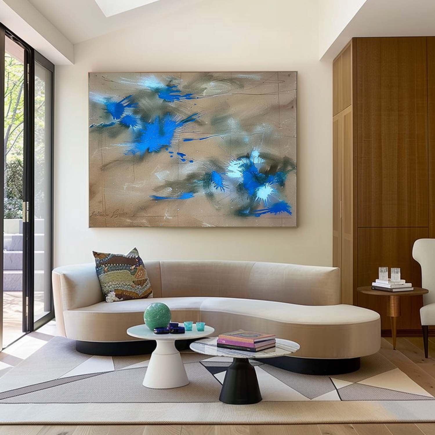Abstract Expressionist Blue Explosion Painting